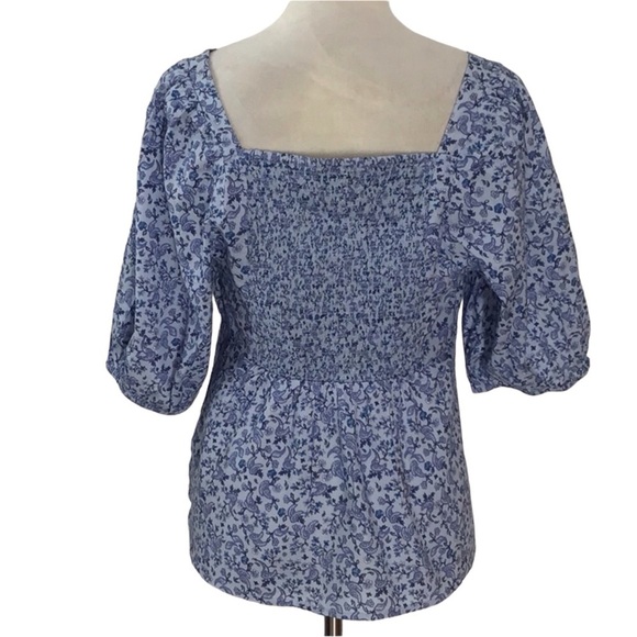 Old Navy Floral Puff Sleeve Smocked Button Down Blouse New - Picture 3 of 7